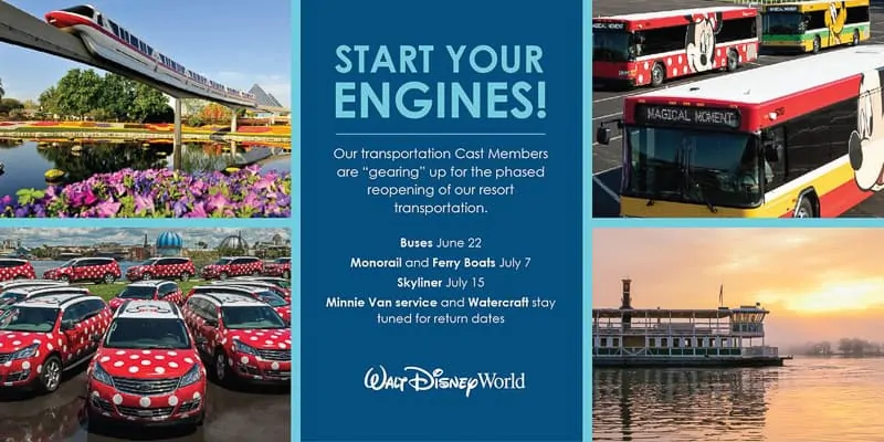 list of Disney World Transportation reopening