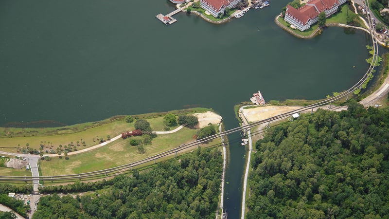 Grand Floridian to Magic Kingdom Walkway Construction Update July 2020 aerial shot
