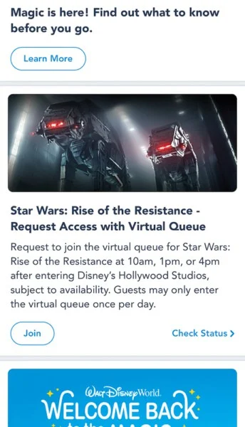 new Rise of the Resistance Virtual Queue My Disney Experience