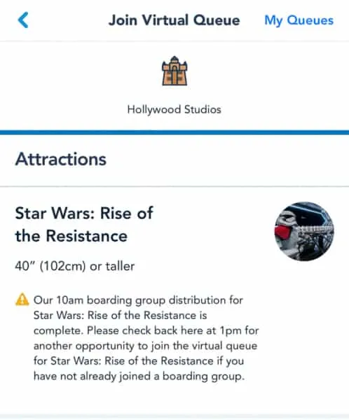 Star Wars: Rise of the Resistance Join Virtual Queue