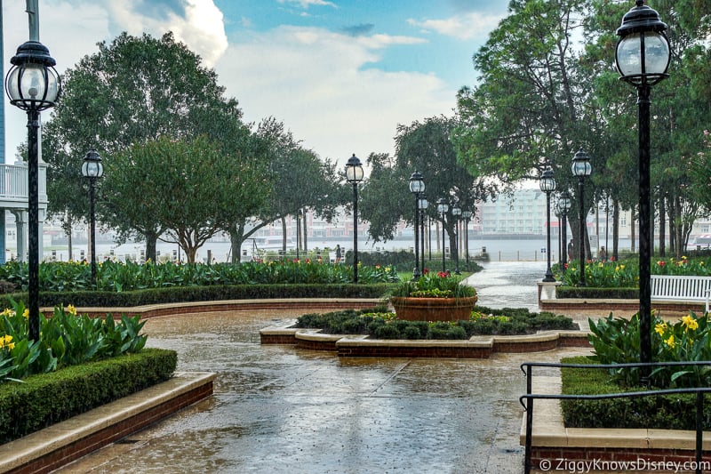 raining outside Disney's Beach Club Resort