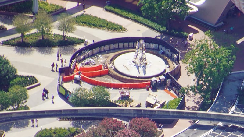 Aerial photo of Epcot Entrance Construction August 2020