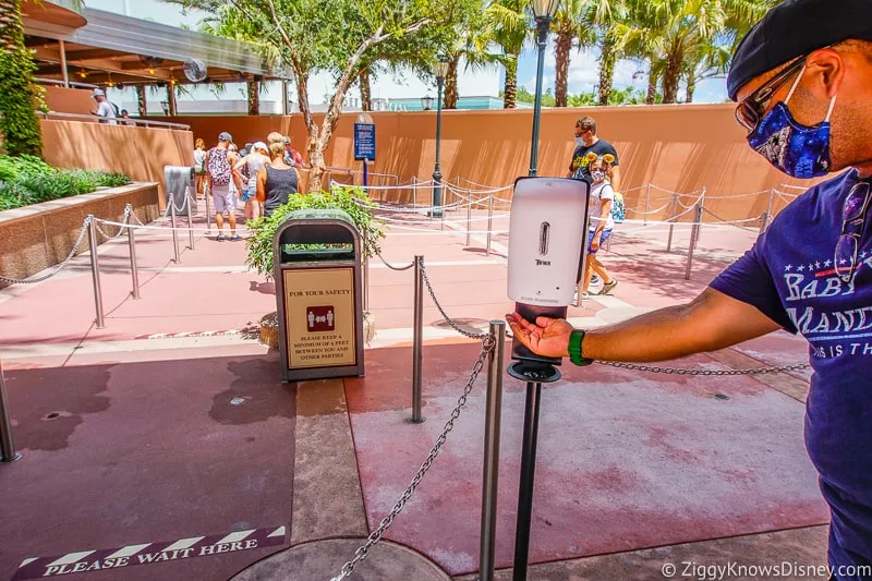 using hand sanitizer in Disney's Hollywood Studios