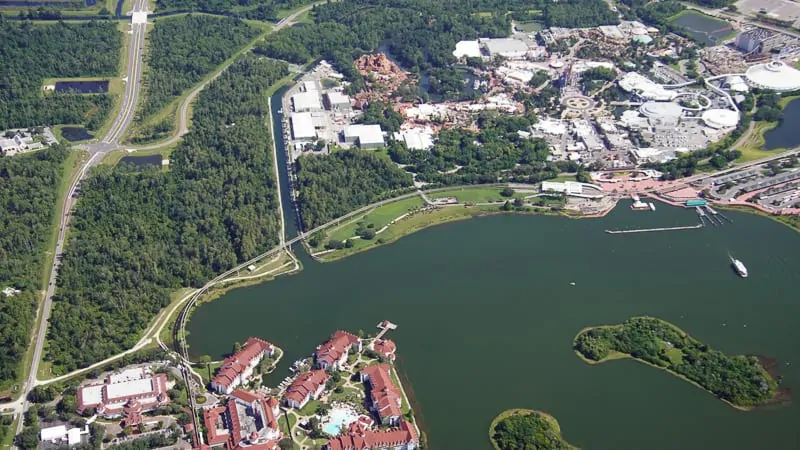 Aerial photo of Grand Floridian and Magic Kingdom