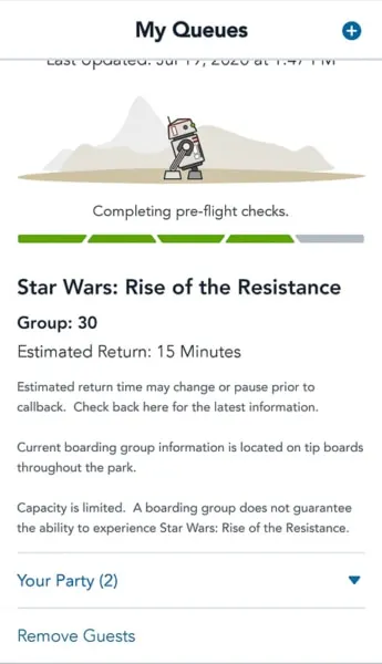 Rise of the Resistance Virtual Queue estimated time