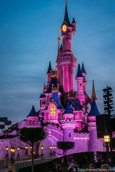 Sleeping Beauty Castle at night Disneyland Paris