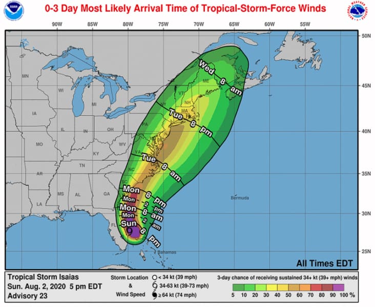 latest Tropical Storm Isaias updates