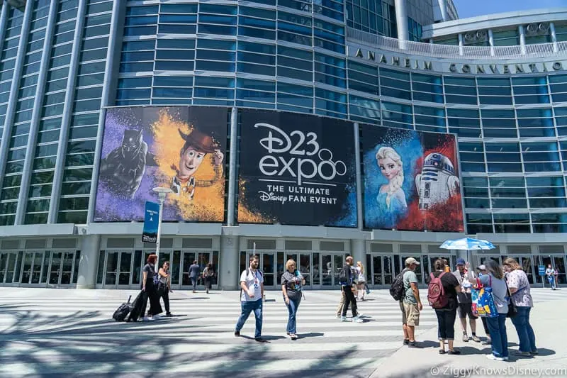 outside the D23 Expo at the Anaheim Convention Center