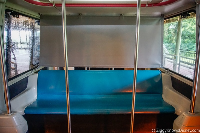 Inside the Disney World monorail with partition divider
