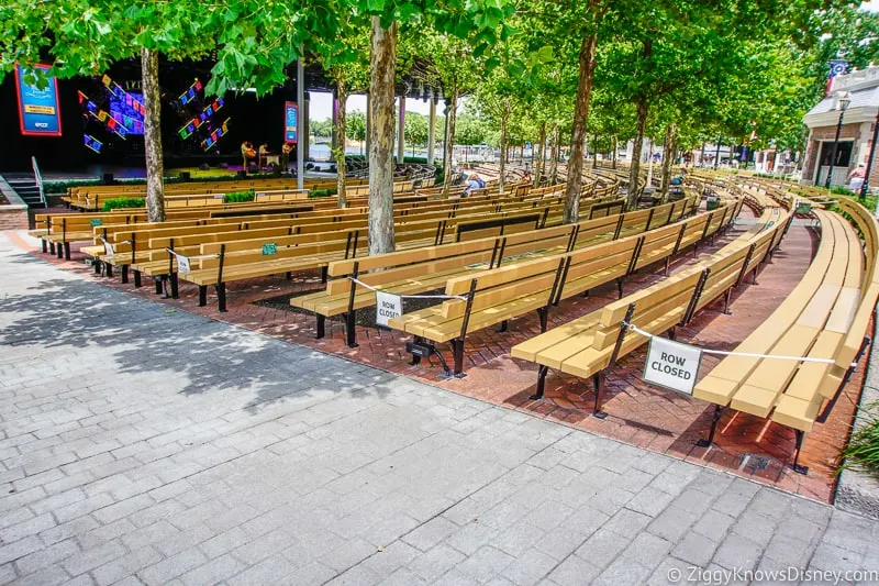 Seats at America Gardens Theater EPCOT after Reopening