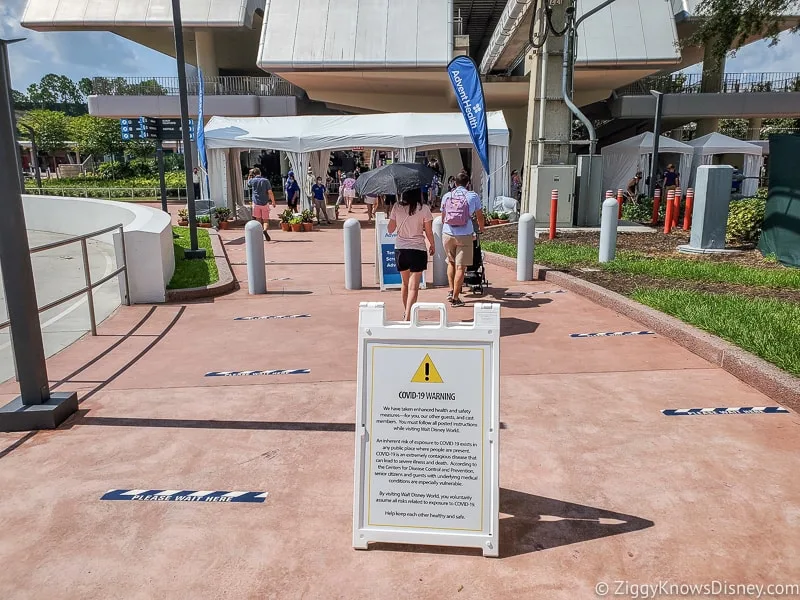 Sign before EPCOT Temperature Screening