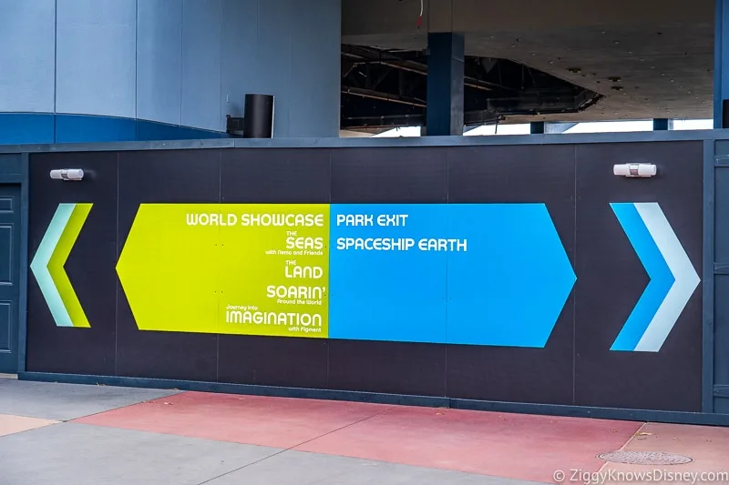 EPCOT construction wall with directions