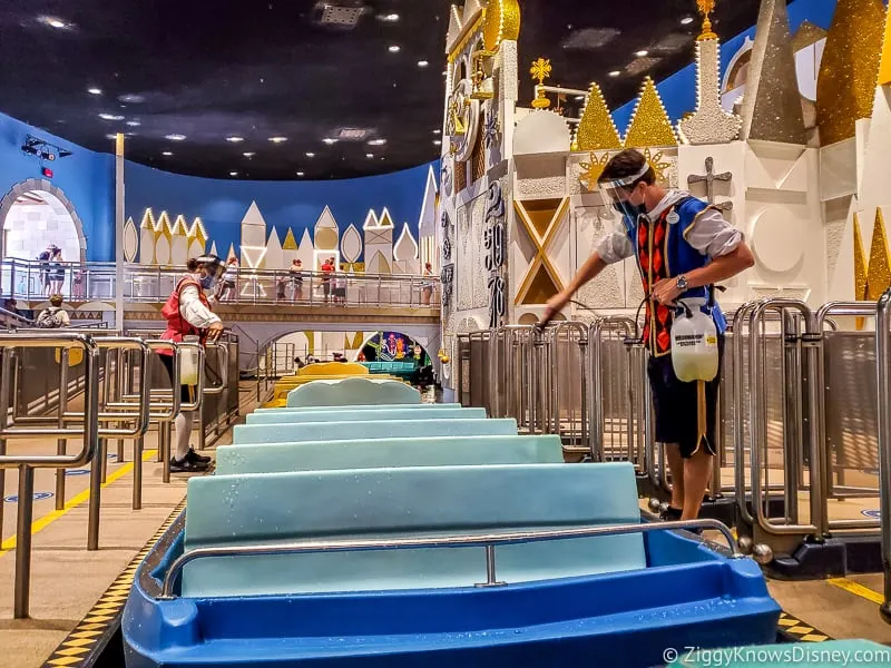 It's a Small World cleaning boats Magic Kingdom reopening