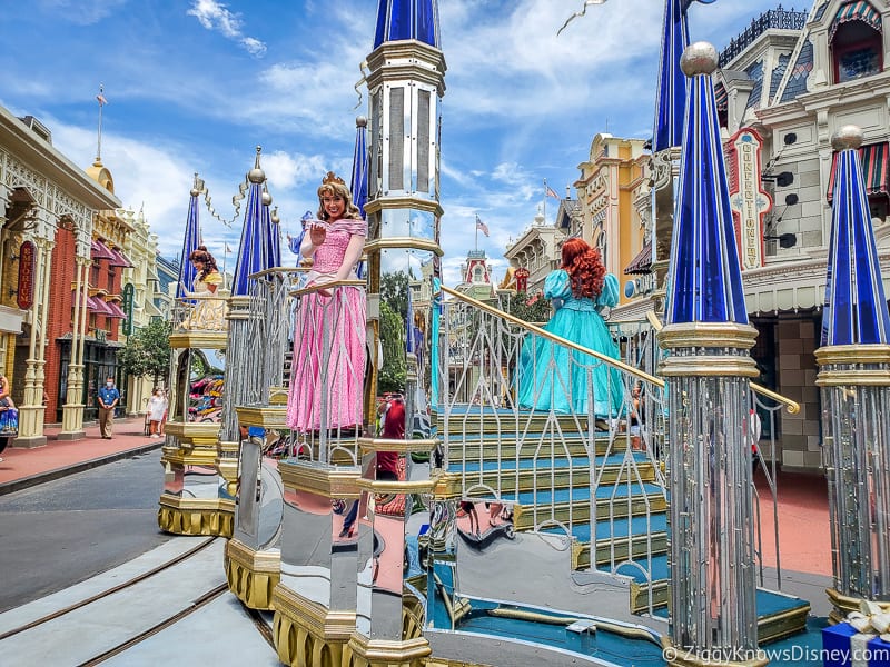 Magic Kingdom princess character cavalcade on Main Street