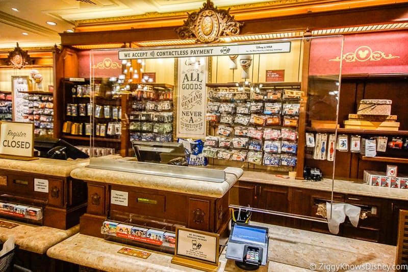 plexiglass barriers in shops at Magic Kingdom