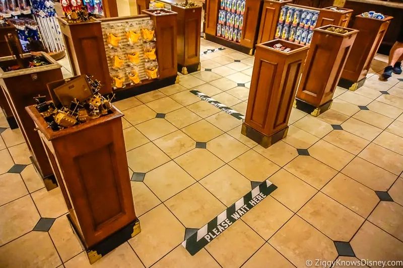 ground markers in shops at Magic Kingdom