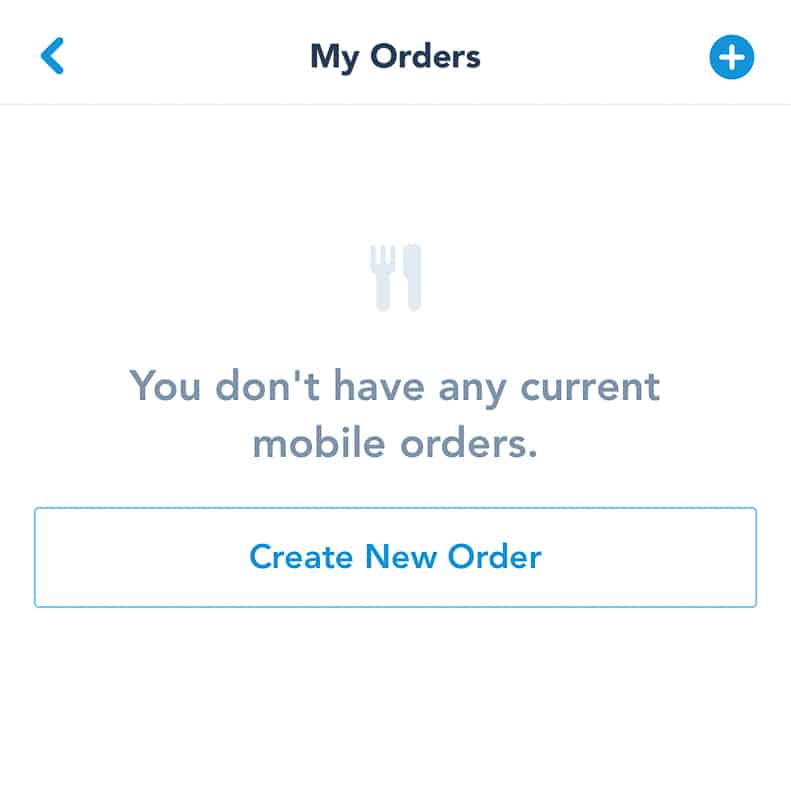Create Mobile Order screen My Disney Experience