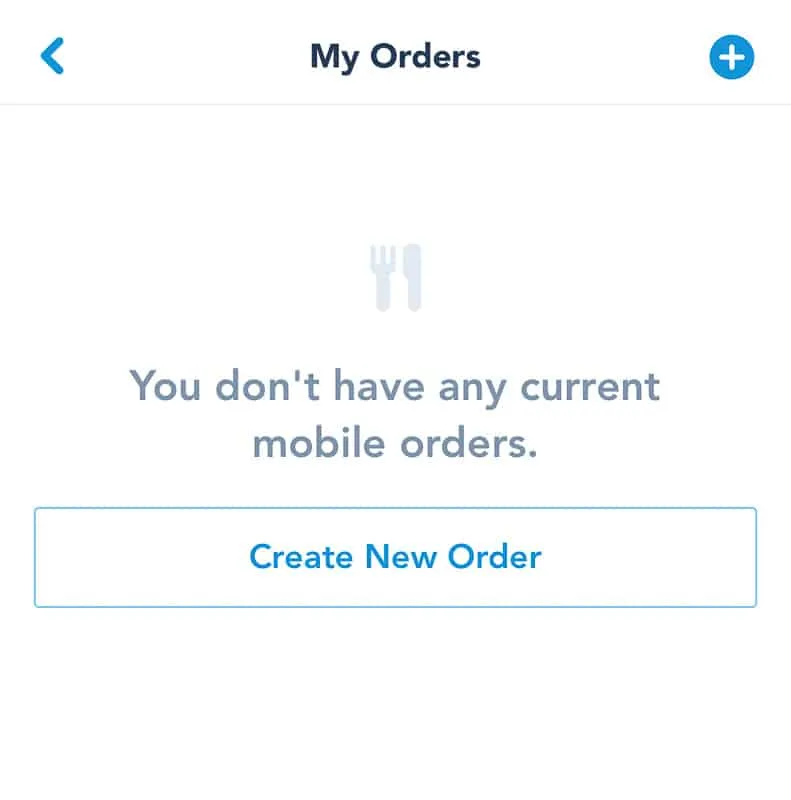 Create Mobile Order screen My Disney Experience