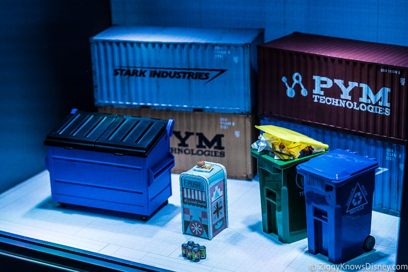 Pym Test Kitchen models garbage bins Avengers Campus Disneyland
