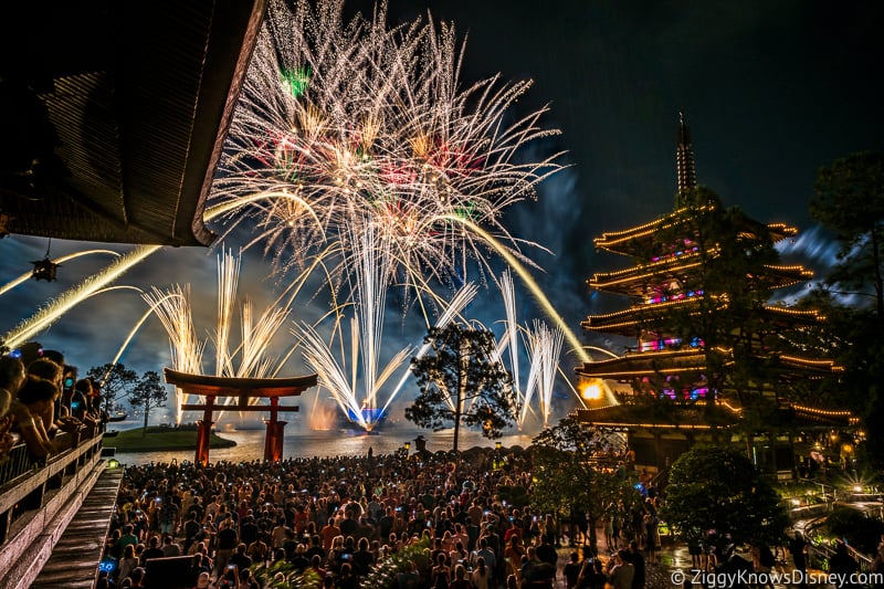 EPCOT Fireworks from the Japan Pavilion