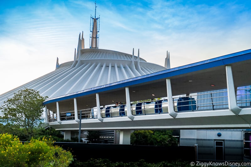 Space Mountain and PeopleMover in Tomorrowland at Magic Kingdom Park