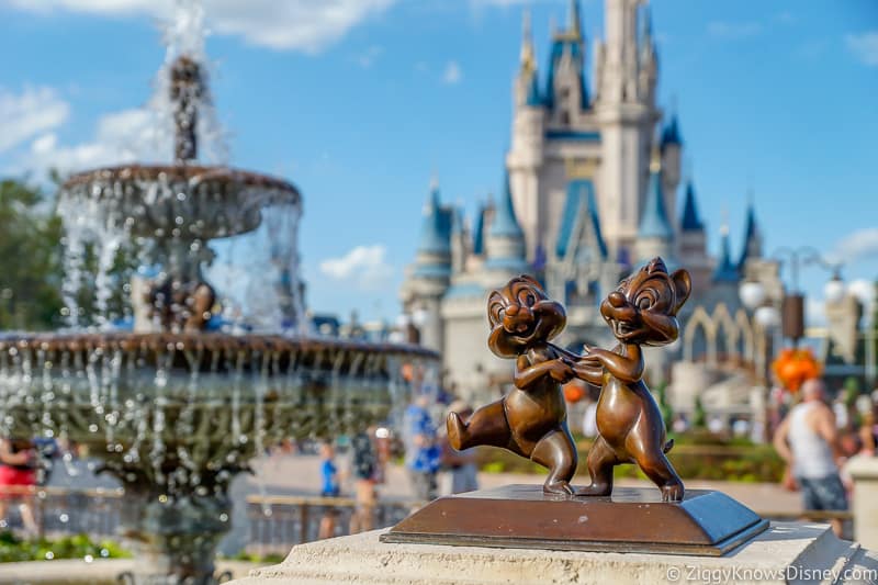 Chip and Dale in front of Cinderella Castle Disney's Magic Kingdom