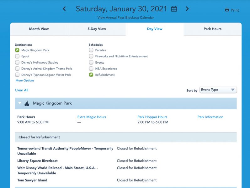 PeopleMover Refurbishment Magic Kingdom extended