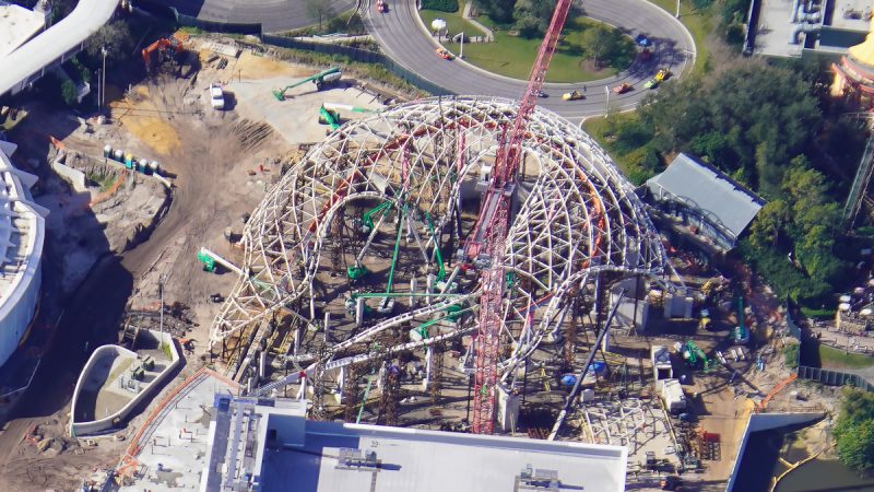 TRON Roller Coaster construction January 2021 Aerial
