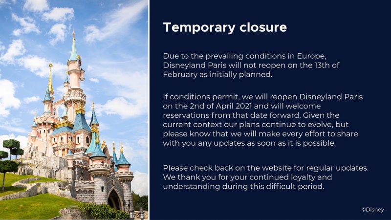 Disneyland Paris closure extended into April 2021