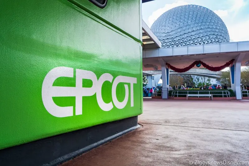 Green EPCOT sign at entrance