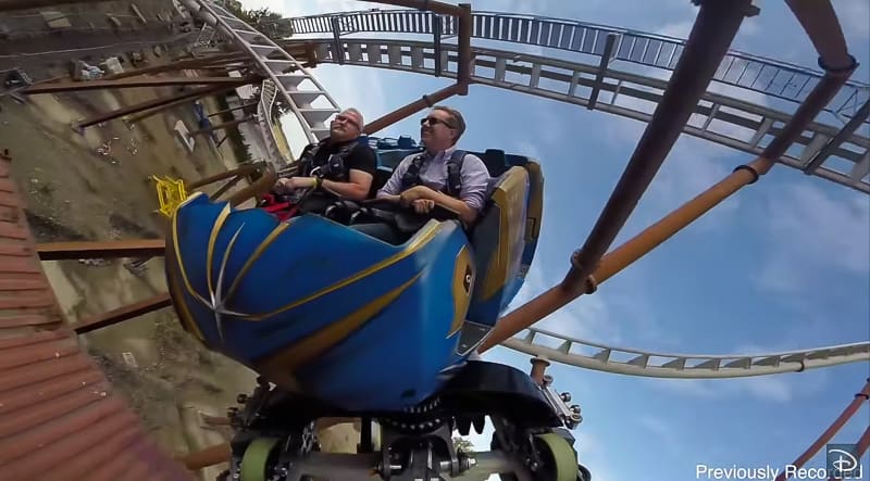 Guardians of the Galaxy Cosmic Rewind ride vehicle on the track