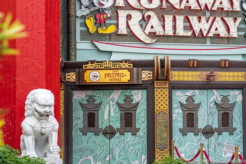 FastPass+ sign on Runaway Railway entrance Hollywood Studios