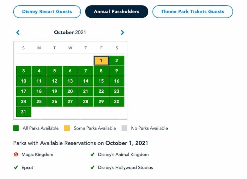 October 1 50th anniversary park pass availability