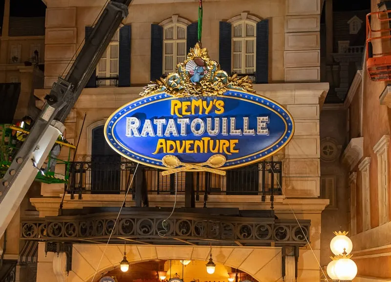 Remys Ratatouille Adventure entrance sign EPCOT