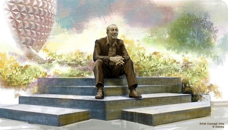 statue of Walt Disney at EPCOT Park Disney World Concept Art