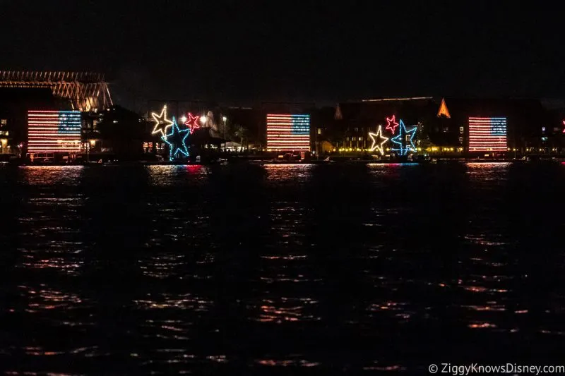 Disney World Electrical Water pageant on the Seven Seas Lagoon