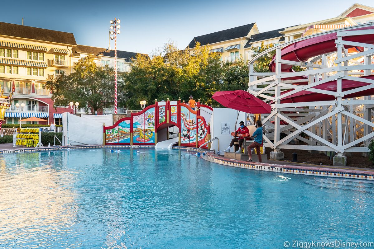 Side view of the Mickey and Friends Slide Boardwalk Inn