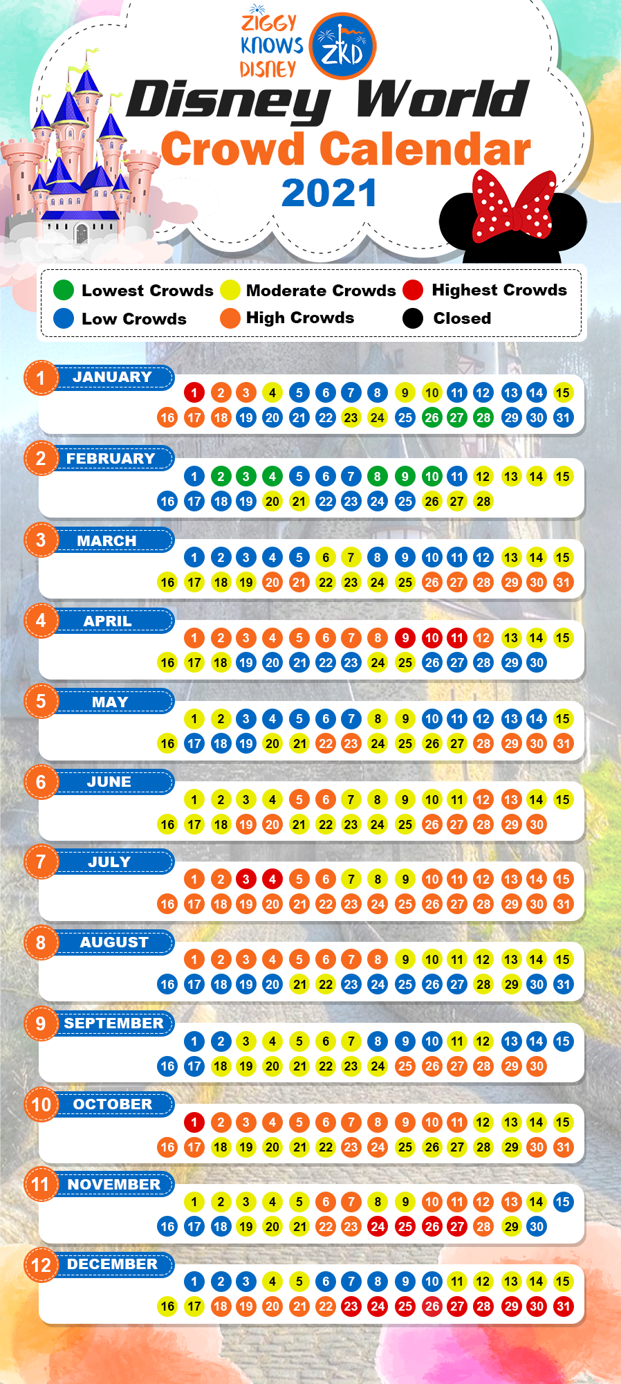 Disneyland Crowd Calendar 2021 - Customize and Print