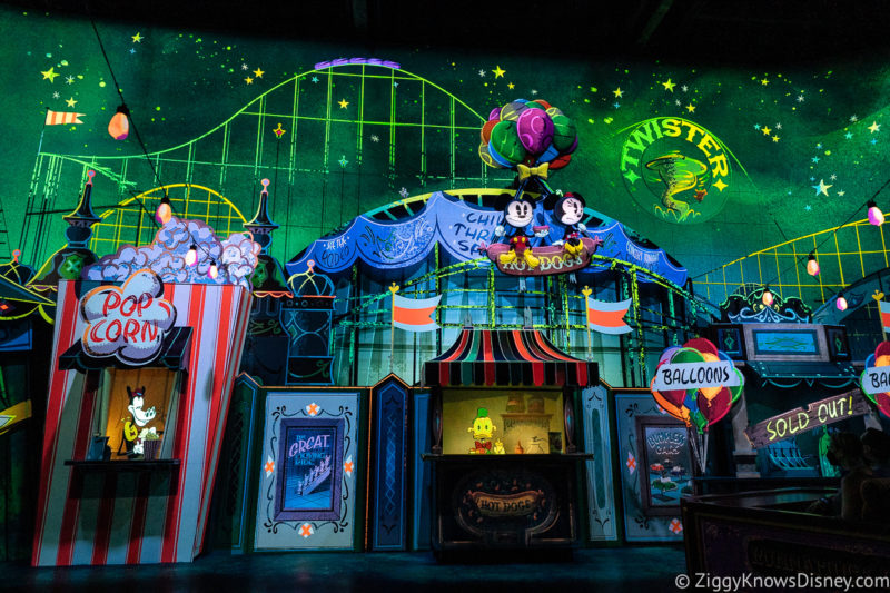 Carnival scene in Mickey and Minnie's Runaway Railway