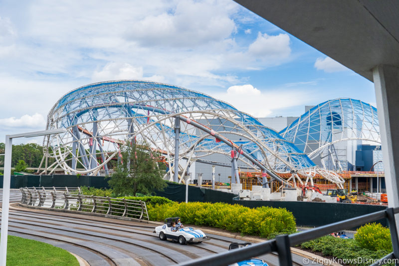 view of the TRON Lightcycle Run construction site