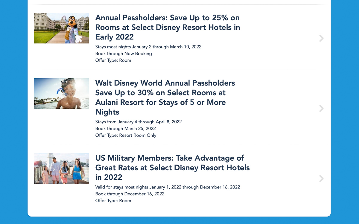 Disney World offers in 2022