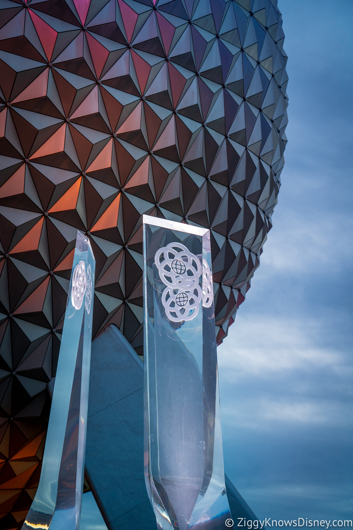 EPCOT Spaceship Earth and new fountain