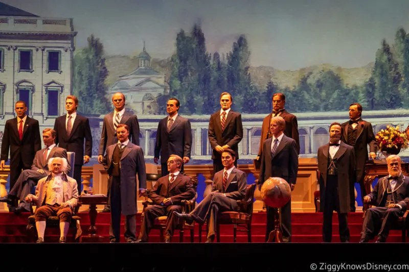 The Hall of Presidents Disney World presidents on the stage