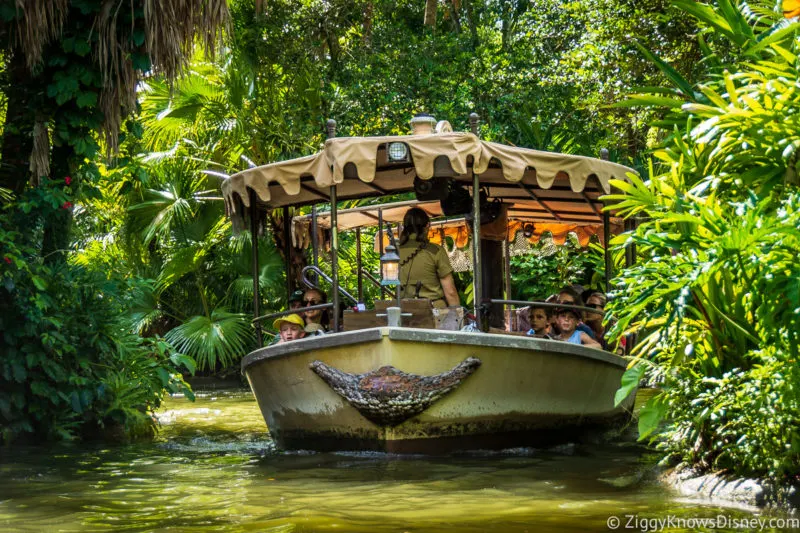 Boat riding down the river in Jungle Cruise