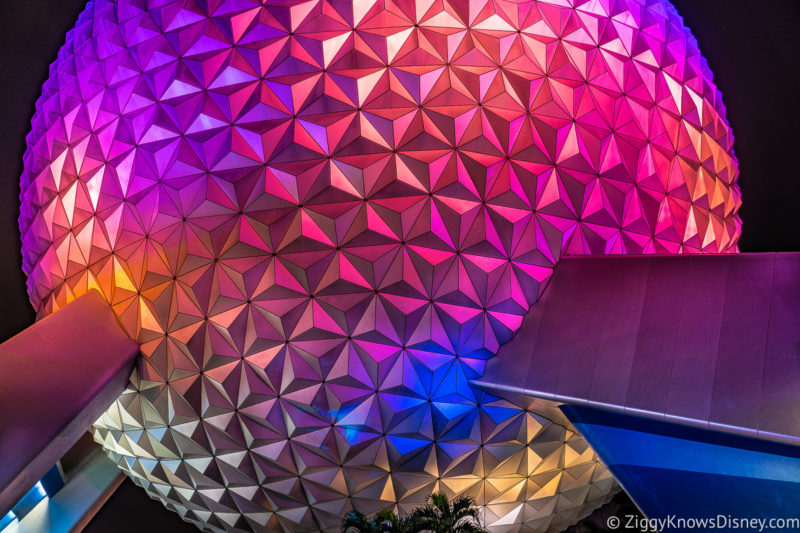 EPCOT Spaceship at night Disney World