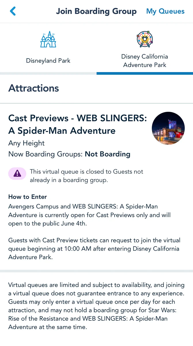 Virtual Queue for WEB SLINGERS