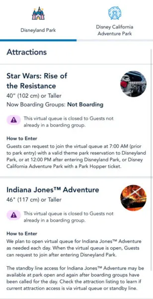 Boarding Groups at Disneyland