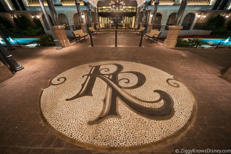 Disney's Riviera Resort entrance at night