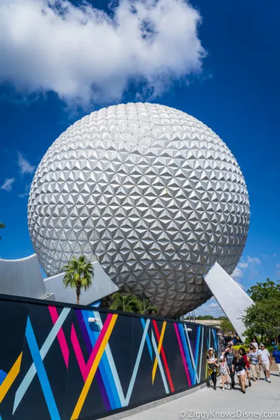 Construction at EPCOT around Spaceship Earth