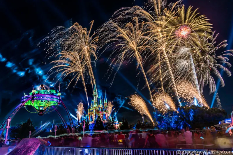 Magic Kingdom Fireworks over the bridge